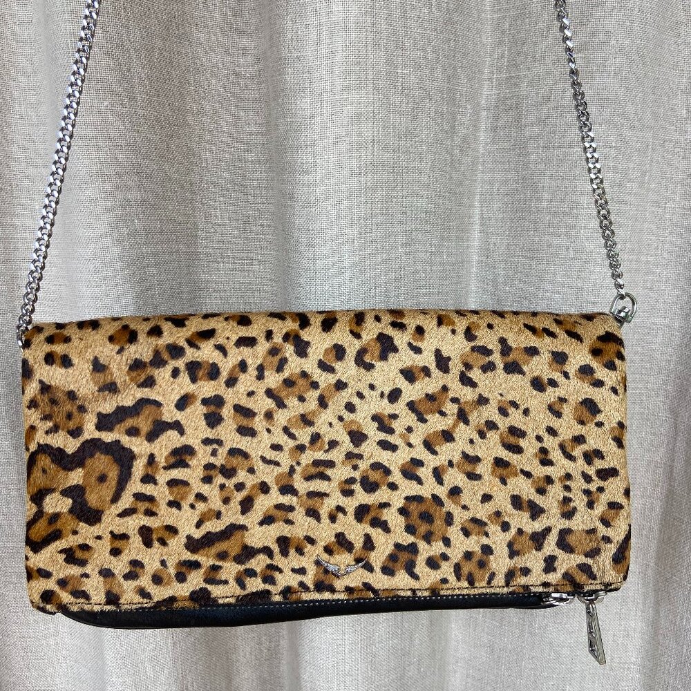 Zadig & Voltaire cheetah clutch with chain